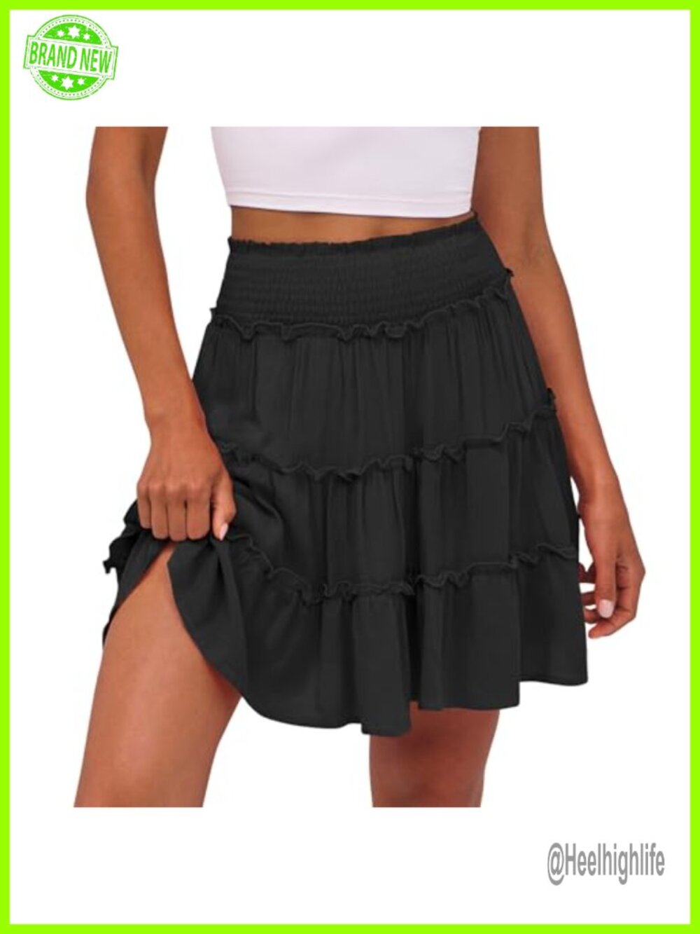 Womens Tiered Mini Skort Built-in Shorts High Waist Flowy Summer